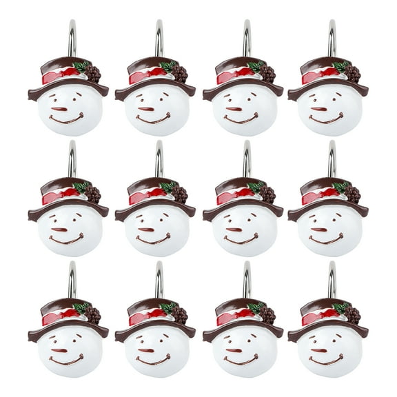 Tineasur 12Pcs Lovely Snowman Curtain Hooks White Resin and Metal Material Chic Xmas Hooks for Home Use