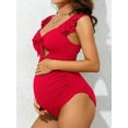 thumbnail image 6 of Sociala Square Neck Maternity Bathing Suit Cutout Modest One Piece Pregnancy Swimsuit, 6 of 6