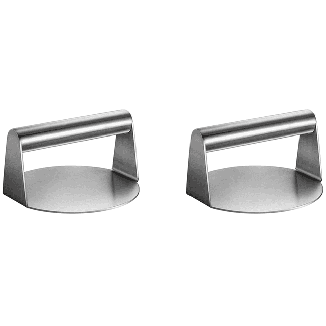 2X Presse à Burger Ronde en Acier Inoxydable, Presse à Burger Smash avec Poignée pour Cuisson au Gril à Surface Plane, Accessoires de Gril