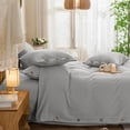 thumbnail image 2 of 600-Thread Count 100% Egyptian Cotton 3-PCs Light Weight Duvet Cover Set , ( Coconut Button Closure & Corner Ties ) - Full/Queen Size ( 90" x 90" ) Inches, (Silver Grey), 2 of 2