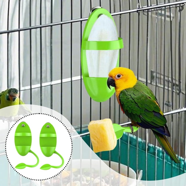 2 soportes para huesos de sepia para jaulas de pájaros, soporte para comida, accesorios para huesos de sepia, suministros portátiles, regalos, verde