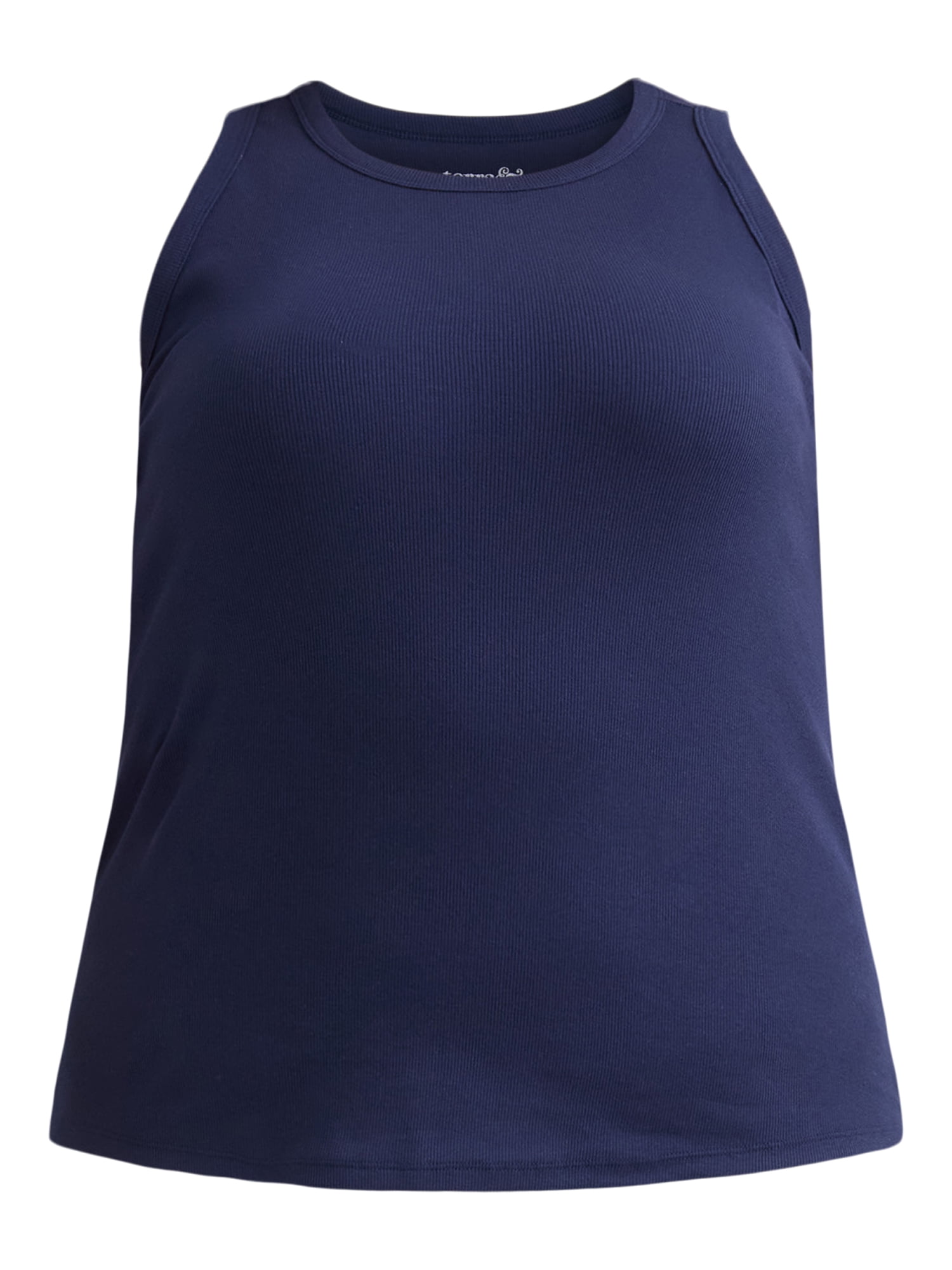 Terra & Sky Women's Plus Size High Neck Rib Tank Top, Sizes 0X-4X