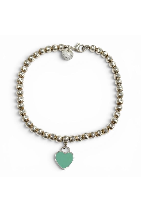 Pre-Owned TIFFANY&Co. Tiffany Return to Mini Heart Tag Bead Bracelet, 925 Sterling Silver,...