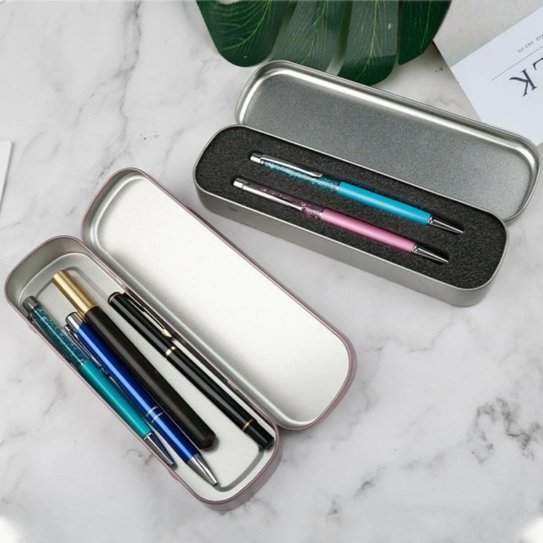 Metal Pen Case, Gift Box With Sponge, Small Pencil Case, Metal Pencil Box,  Ballpoint Pen Gift Box with Cushion Pencil Boxes Makeup Brush Organizer