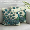 thumbnail image 3 of JRXY  Peacock Pillow Sham, Ornate Peacock with Majestic Tail Feather Dangling Around Birds Wing Illustration, Decorative Printed Pillowcase, Ceil Blue White, 3 of 5