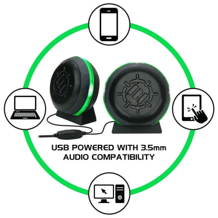 ENHANCE - SL2 USB Gaming 2.0 Computer Speakers - Green LED