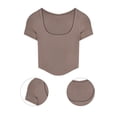 thumbnail image 2 of Tops ajustados de manga corta para niñas Corte tridimensional Elasticidad erógena Camiseta de manga corta transpirable Color café L, 2 of 13