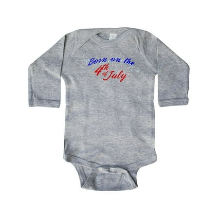 

Inktastic Born on the 4th of July Gift Baby Boy or Baby Girl Long Sleeve Bodysuit