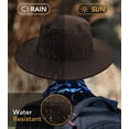 thumbnail image 7 of BLSCODE Men's Sun Hats Summer UPF50+ Wide Brim Bucket Hat Breathable Waterproof Foldable Safari Boonie Cap Coffee, 7 of 7
