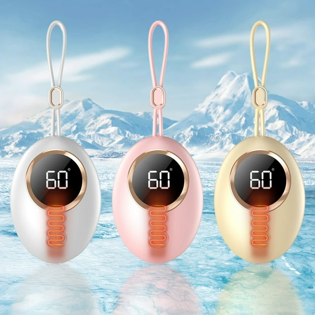 Cagogo 2Pcs Rechargeable Hand Warmer, 3000mAh Digital Display Intelligent Temperature Control Portable Heater, 3 Heat Settings Fast Heating for Winter Outdoor Activities, USB-C Charging Personal