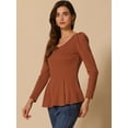 thumbnail image 2 of DARING DIVA Long Sleeve Scoop Neck Peplum Top XS Brown, 2 of 6