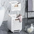 thumbnail image 4 of Organizador Estante Multifuncional 2 Compartimentos Durable, Alta Capacidad Portátil con Ruedas Estante de Almacenamiento de Ropa para Baño Sala de Dorado, 4 of 8