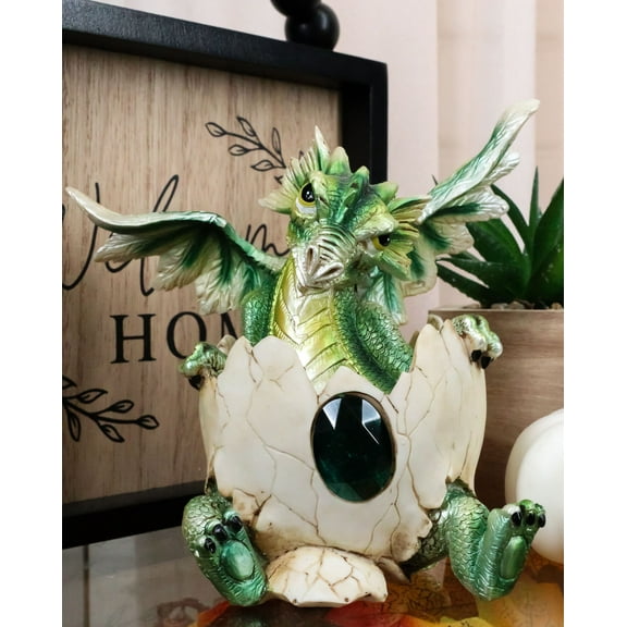 May Birthstone Dragon Egg Statue 4.75"Tall Green Emerald May Birthstone Gem