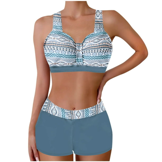 Trajes de Baño de Bikini de Mujer Grande Impresión Dividida Traje de Baño Falda de Dos Piezas, Bikini de Playa Sexy para el Verano