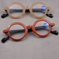 thumbnail image 6 of Brown Frame Black Temple Classic Round Blue Light Blocking Reading Glasses 1.50 Stylish Trendy Readers +1.50 for Women Men, 6 of 7