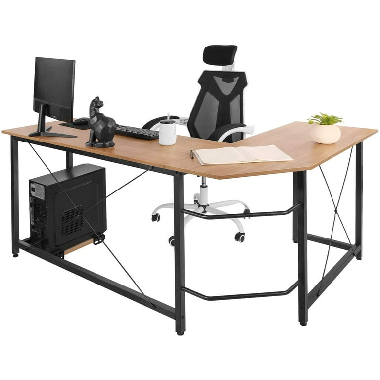 LAZY BUDDY L Shaped Gaming Desk Corner Computer Desk W CPU Stand Home Office Writing Desk Workstation