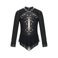 thumbnail image 3 of Haitryli Kids Girls Rhinestone Color Block Gymnastic Leotard Long Sleeve Ballet Dance Skating Unitard Bodysuit Dancewear Black 12, 3 of 5