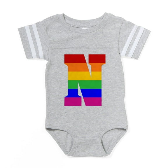 CafePress - Rainbow Letter N - Cute Infant Baby Football Bodysuit