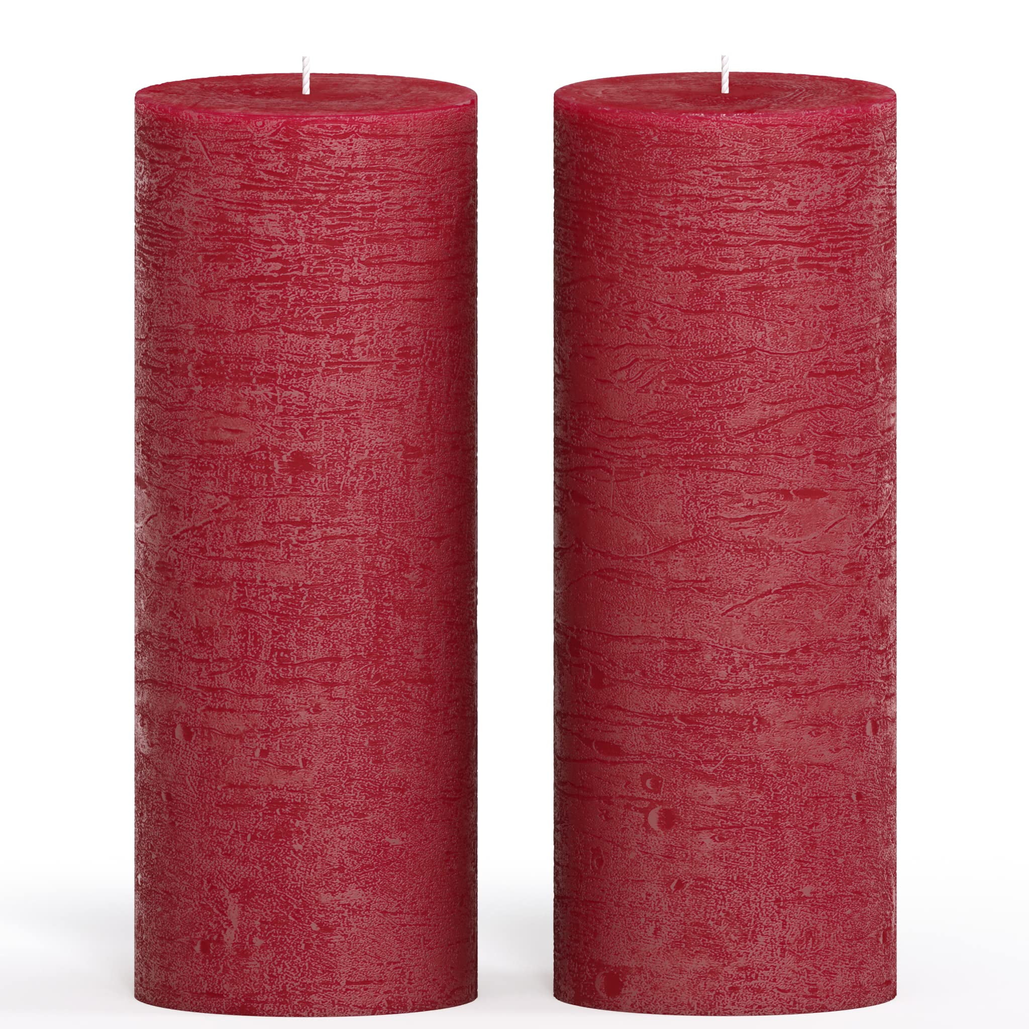 CANDWAX 3x8 Pillar Candle Set of 2 Decorative Rustic Candles Unscented and No Drip Candles