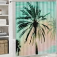 thumbnail image 6 of JEUXUS Palm Tree Print Sherpa Hawaiian Tropical Island Bathroom Shower Curtain Set with Hooks White, 6 of 7