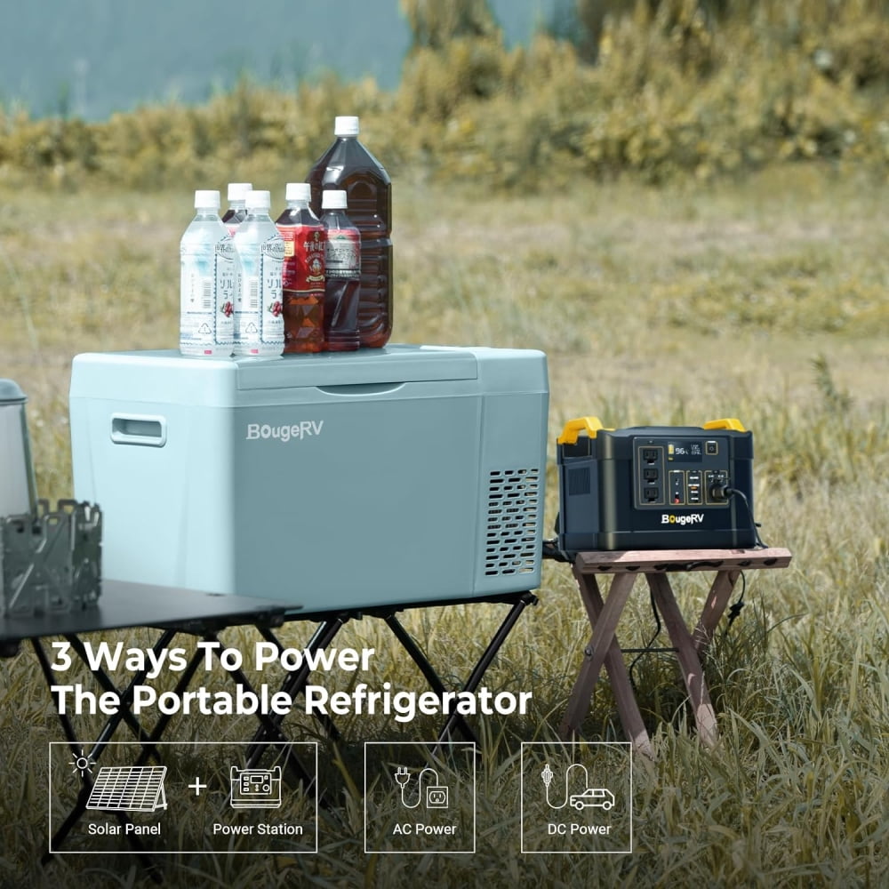 BougeRV Green 23Qt Car Refrigerator 12 Volt Fridge Portable Freezer Compressor Cooler 12/24V DC 110~240V AC, -7℉~50℉ for RV Truck Vehicle Boat Outdoor & Home Use