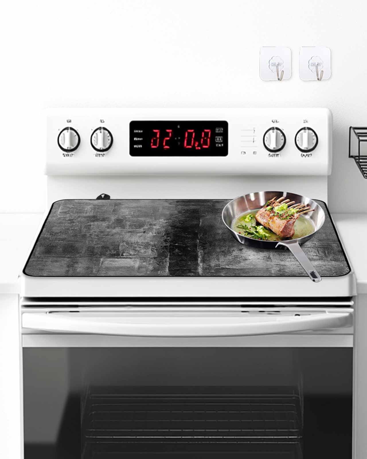Stove Top Covers for Electric Stove, Gray Glass Stovetop Cover Protector, Retro Oil Painting Modern Abstract Art Aesthetics Induction Cooktop Protector Oven Mat for Kitchen Countertop 31"x24"