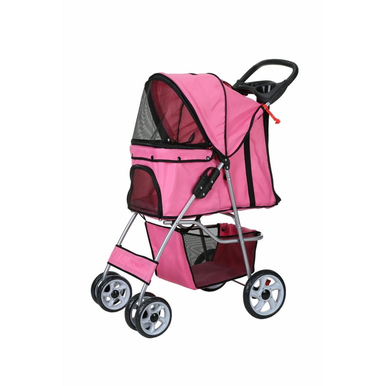Pink top puppy stroller