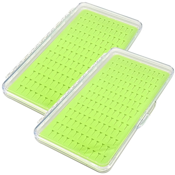 Fly Fishing Tackle Box, 2-Pack 143 Slots Waterproof Transparent Fly Boxes, Lightweight Plastic Dry Fly Storage Case for Fishing Gear Organization