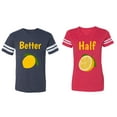 thumbnail image 1 of Better Half Matching Couple Cotton Jerseys (Men Navy / Women Red) (Men XL / Women L), 1 of 3