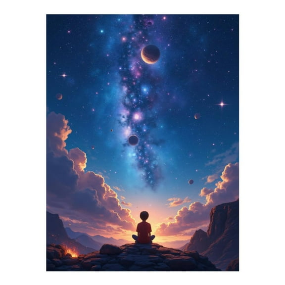 Diamond Art Kit for Adults, Starry Night Sky Meditation Diamond Painting for Adults Beginners, DIY Diamond Art Painting Kits, 5D Diamond Painting Crafts for Home Decor 12x16 Frameless