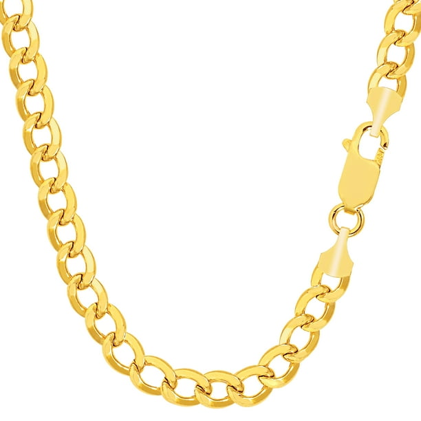 10k Yellow Gold Curb Hollow Chain Necklace, 6.1mm, 20