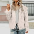 thumbnail image 2 of YDFCWXW Womens Fur Cropped Jacket Fluffy Open Front Long Sleeve Fashion Warm Shaggy Short Coat Outerwear White, XL, 2 of 5