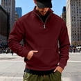 thumbnail image 2 of Atogsazn Men's 1/4 Zip Sweatshirt Casual Long Sleeve Pullover Sweater Fall Winter Tops Outerwear with Pocket Wine L Fashion, 2 of 7