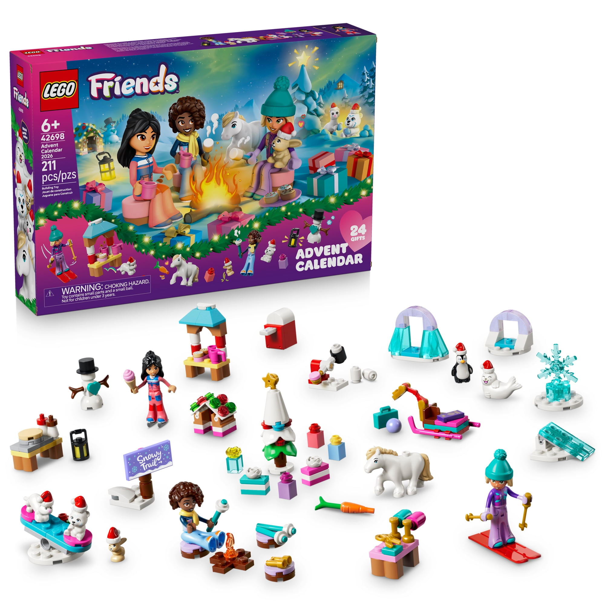 LEGO Friends Advent Calendar 2026 - Christmas Advent Calendars for Kids, Ages 6+ - Includes 3 Minidolls & 6 Animal Figures - 42698