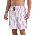 thumbnail image 2 of Balery Lavender Flowers Traje de Baño Estilo Hawaiano para Hombre, Shorts de Secado Rápido con Bolsillos-XX-Large, 2 of 6