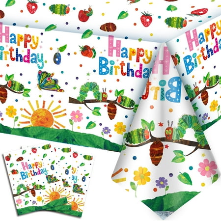 The Very Hungry Caterpillar Party Supplies, 3pcs Caterpillar Party Tablecloth/Hungry Caterpillar Table Cloth, Little Green Caterpillar Tablecover for Hungry Caterpillar Birthday Decorations