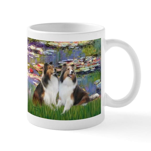 CafePress - Lilies #2 / Two Shelties Mug - 11 oz Ceramic Mug - Novelty Coffee Tea Cup
