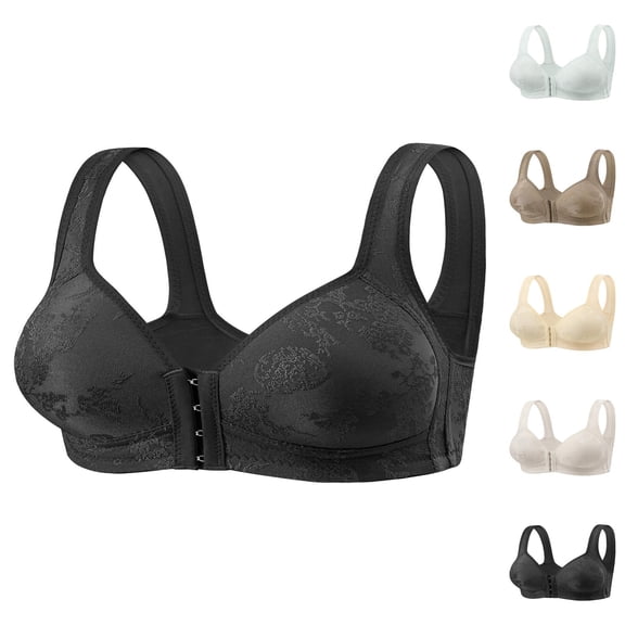 Front Closure Bras for Women Comfortable Wireless Side Support Breathable Push Up Bralettes Everyday Bra