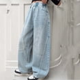 thumbnail image 5 of Purcolt Girls' Wide Leg Jeans Trendy Sparkly Elasitc Waisted Baggy Denim Pants Y2K Vintage Loose Fit Pants Streetwear Trousers with Pockets for 4-15 Years, 5 of 9