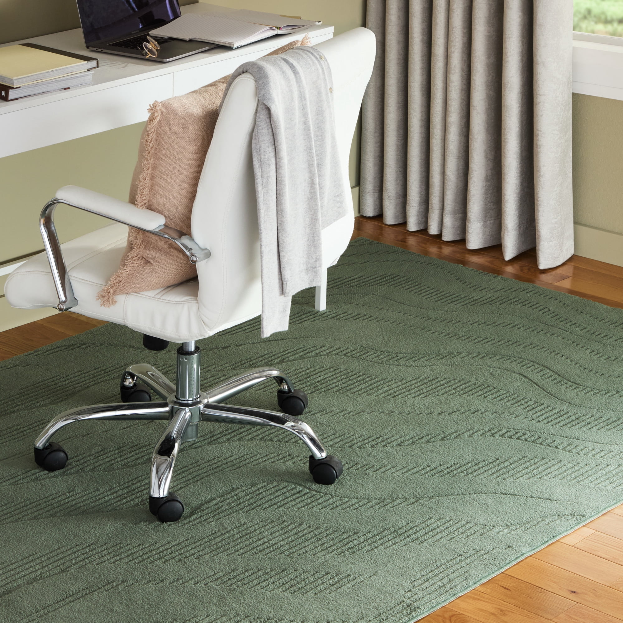 TOWN & COUNTRY EVERYDAY Lane Painterly Wave Soft Felt Everwash®, Machine Washable Area Rug with Non-Slip Backing, Modern Rug, Sage Green, 4'11"x6'10"