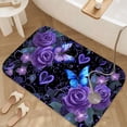 thumbnail image 3 of 1pc Purple Roses Butterflies Absorbent Non-Slip Bathroom Thickened Flannel Rug Decor,Soft,Quick Drying,Suitable For Indoor/outdoor Use,Bathrooms,Bedrooms,Kitchens,Terrace,Laundry Rooms,16"x24", 3 of 9