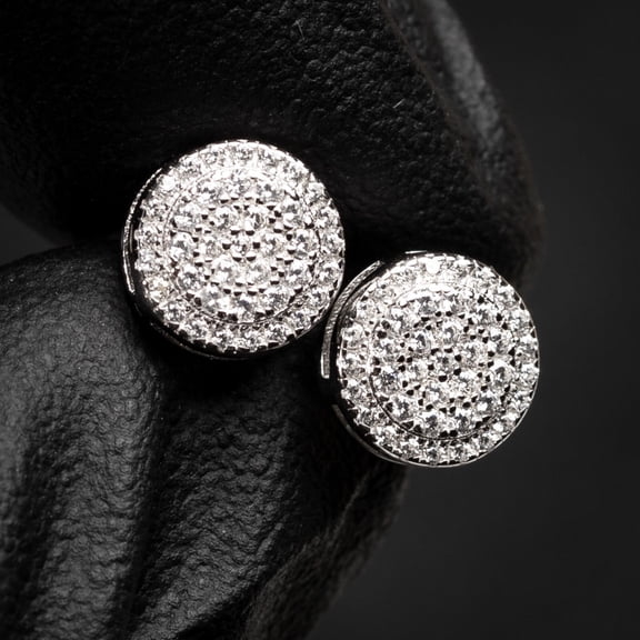 2Ct Round cut lab Created Diamond Mens Stud Earrings 14K White gold Plated