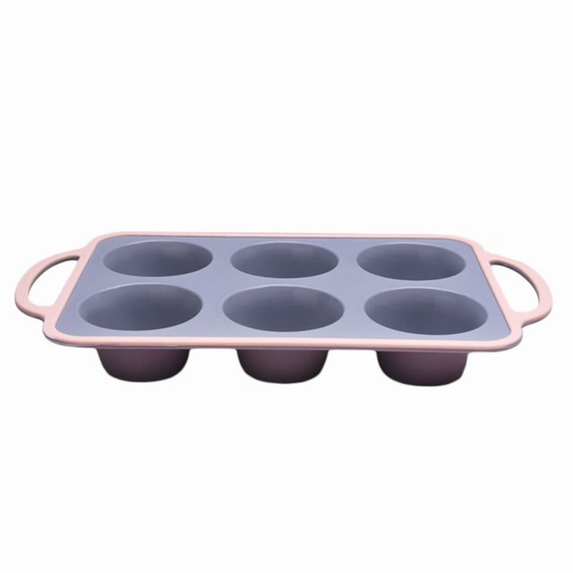 6 Grid Silicone Muffin Cupcake Baking Mold Non Stick Microwave Mold Tray
