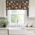 thumbnail image 3 of Coffee Rod Pocket Curtain Valance, Brown Retro Coffee Theme Beans Latte Tea Cup Farmhouse Window Valance for Living Room, Bedroom, Kitchen 42"W x 12"L, 3 of 9
