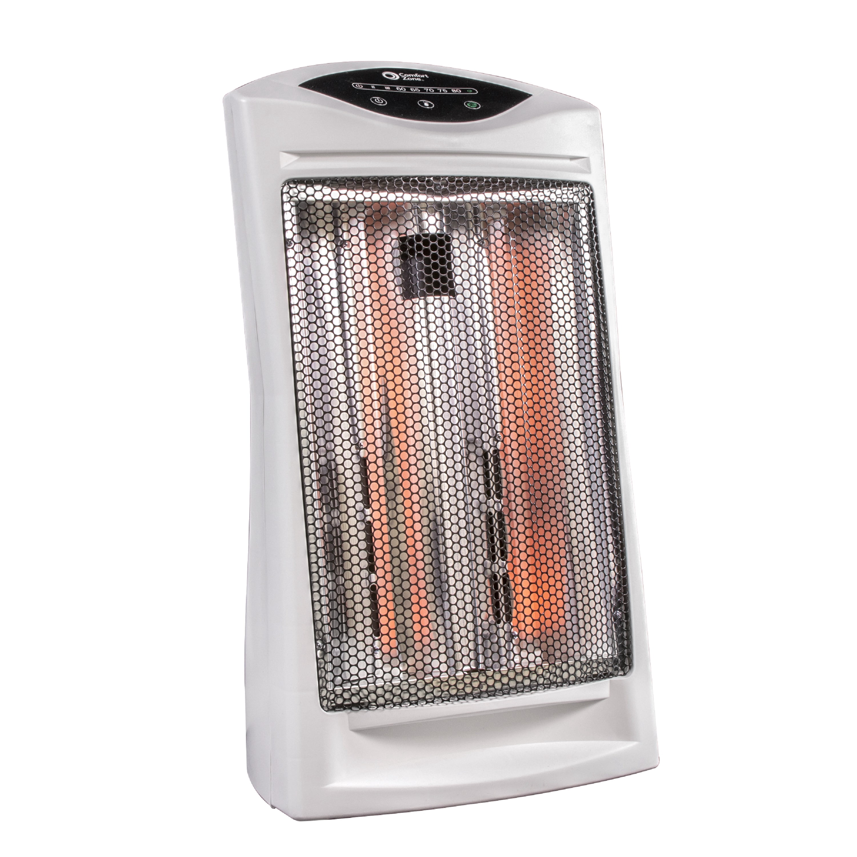 Comfort Zone 750/1,500-Watt Energy Save Digital Radiant Tower Heater with Overheat Sensor and Power Indicator Light, White