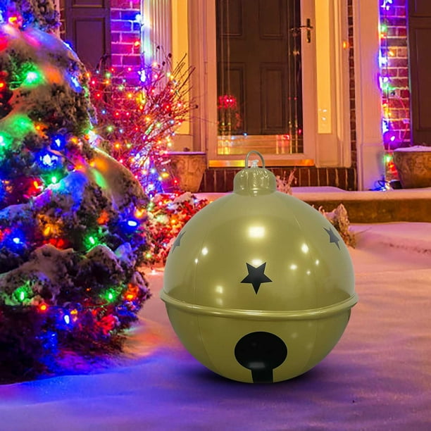 Herunwer Christmas Ball Golden Bell Blow Ball Decorations PVC Inflatable Ornaments Christmas Tree Yard Lawn Porch Outdoor Decor for Winter Holiday Merry Christmas