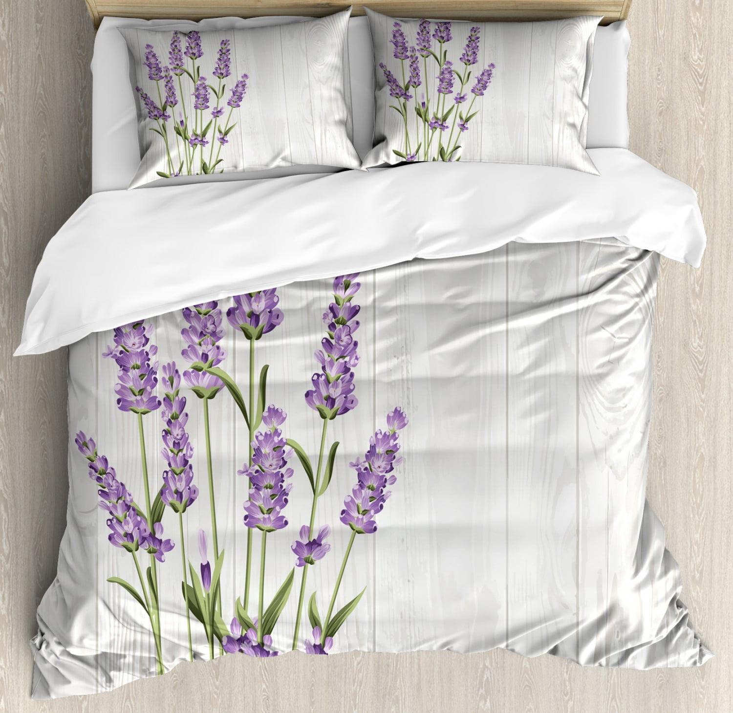 Lavender Queen Size Duvet Cover Set Aromatic Herbs Bouquet On