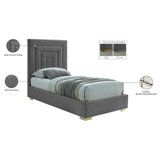 Maklaine Contemporary Gray Velvet Twin Bed with Gold/Chrome Legs ...