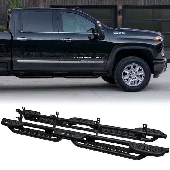 Vijay Running Boards Compatible with 2020-2021-2022-2023-2024-2025-2026 GMC Sierra 2500HD/3500HD Crew Cab A Pair Bolt-on Side Steps Rails Steel Nerf Bars