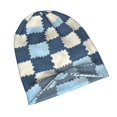 thumbnail image 4 of Adult Knitted Cap 11 X 10.6 In Two-Layer Design Breathable Light Dry And Easy Care Covering All Antiskid Anti-Wrinkle Lightsteelblue Retro Houndstooth_4, 4 of 8